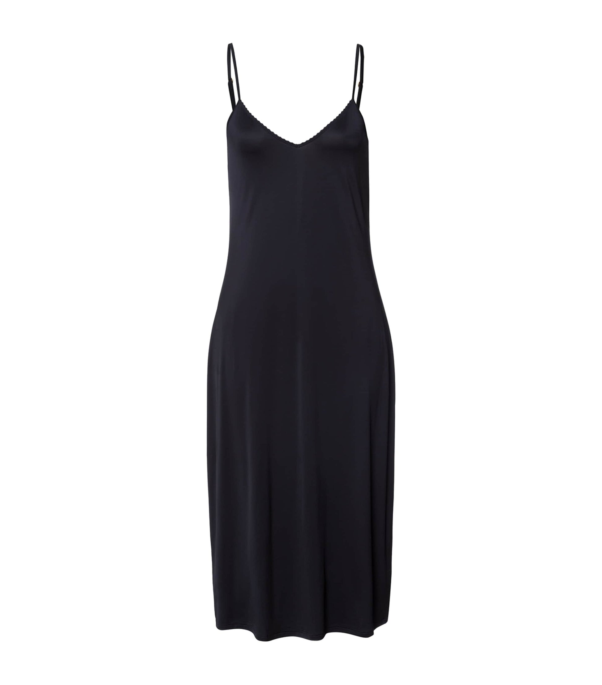 Hanro Black Stretch-Satin Deluxe Slip Dress