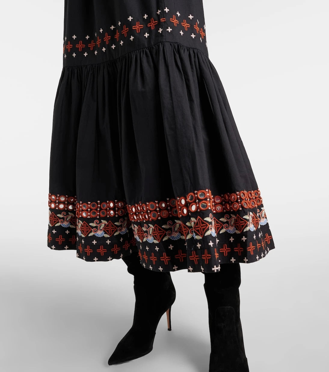 Farm Rio - Embroidered cotton maxi skirt