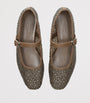 Le Monde Beryl Brown Crystal-Embellished Mary Jane Flats