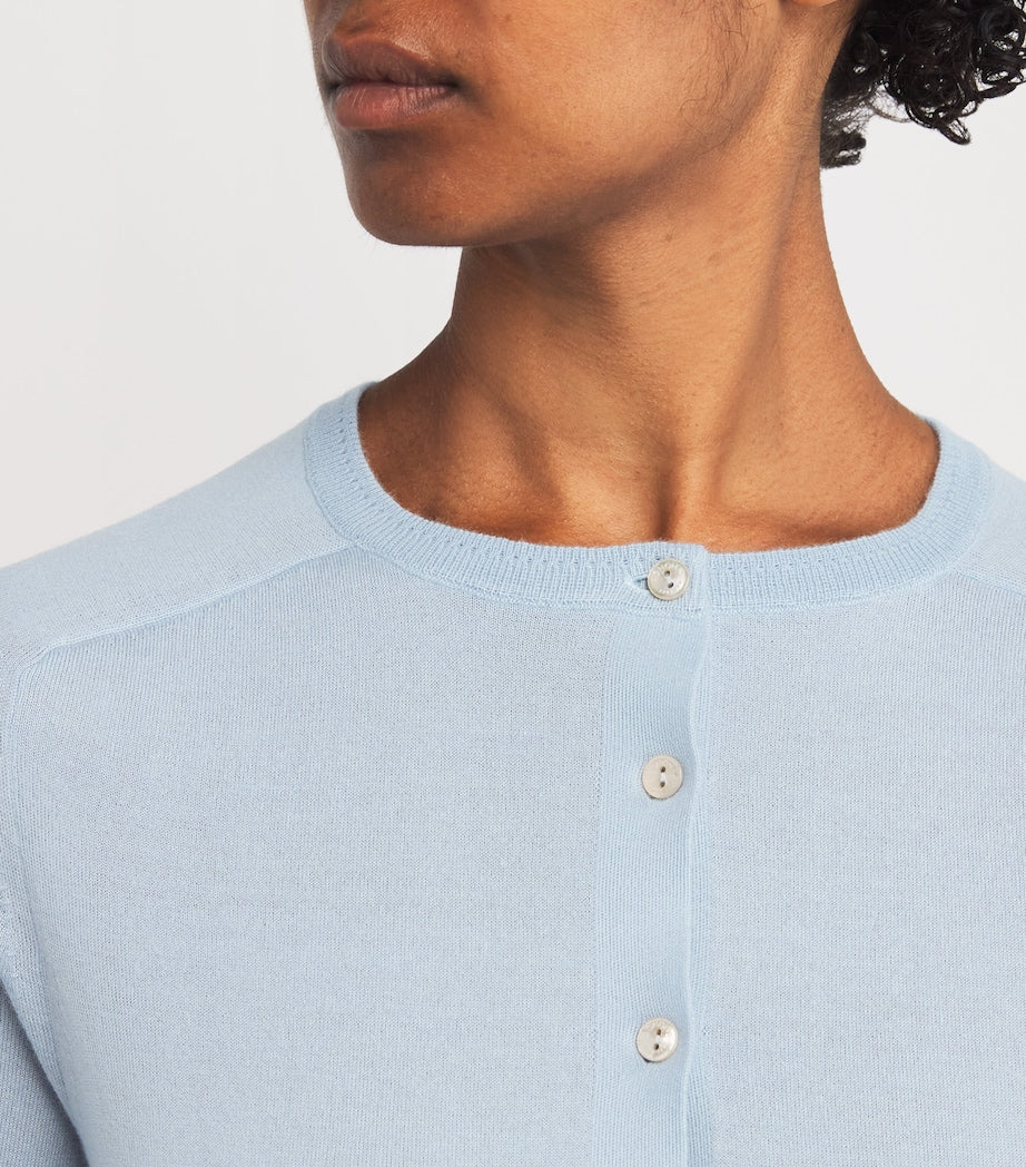 Agnona Blue Cashmere Buttoned Cardigan