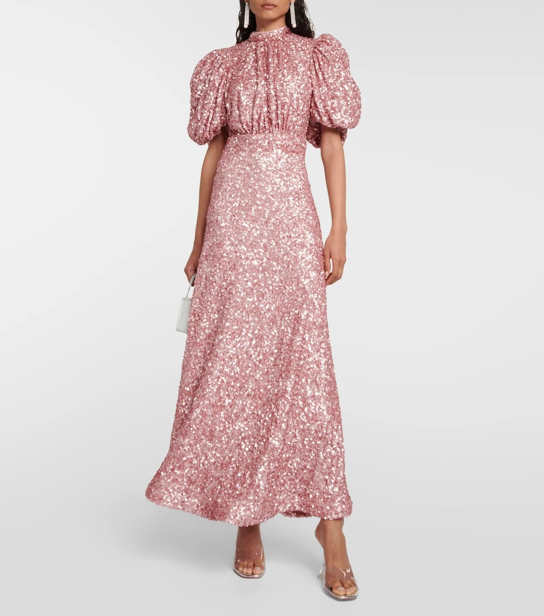 Rotate - Sequined puff-sleeve maxi dress