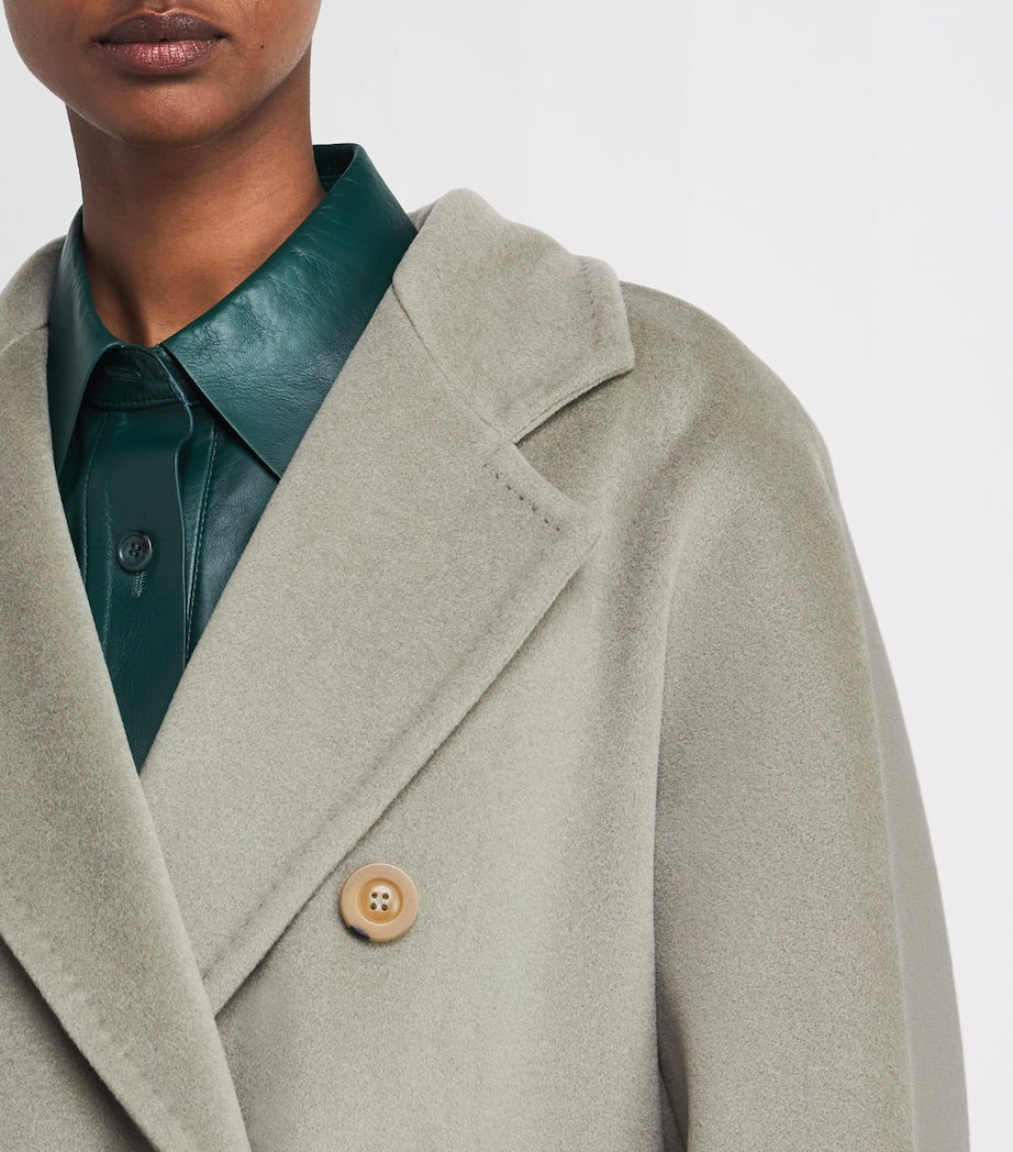 Green Wool Double-Breasted Trench Coat