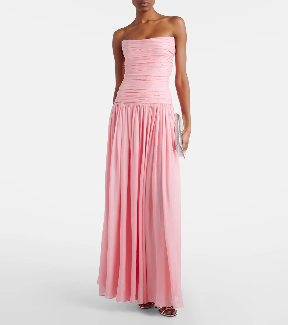 Là Fuori - Petal Pink draped caped gown