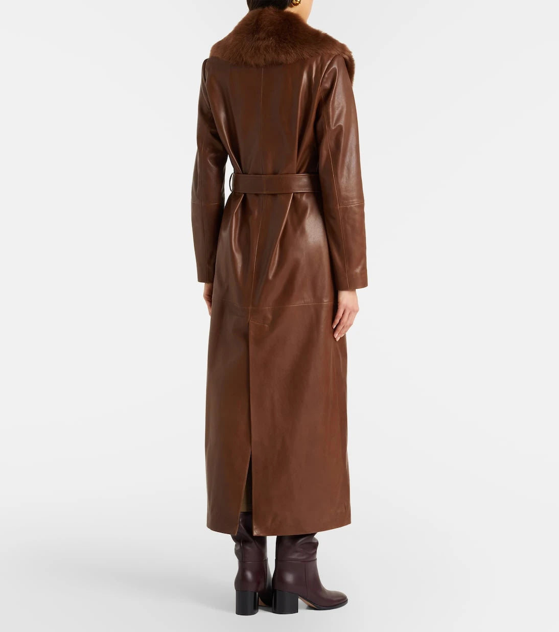 Nour Hammour - Dakota shearling-trimmed leather coat