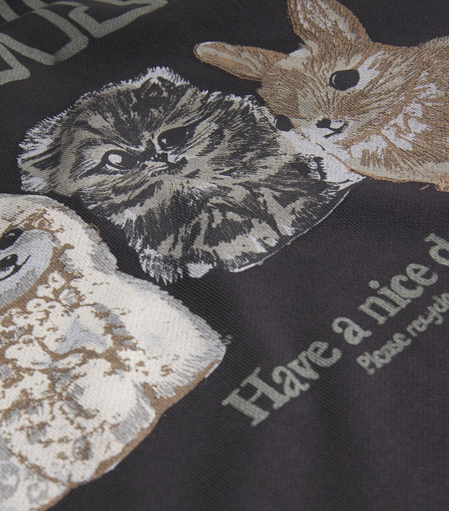 GANNI Black Organic Cotton Animal Hoodie