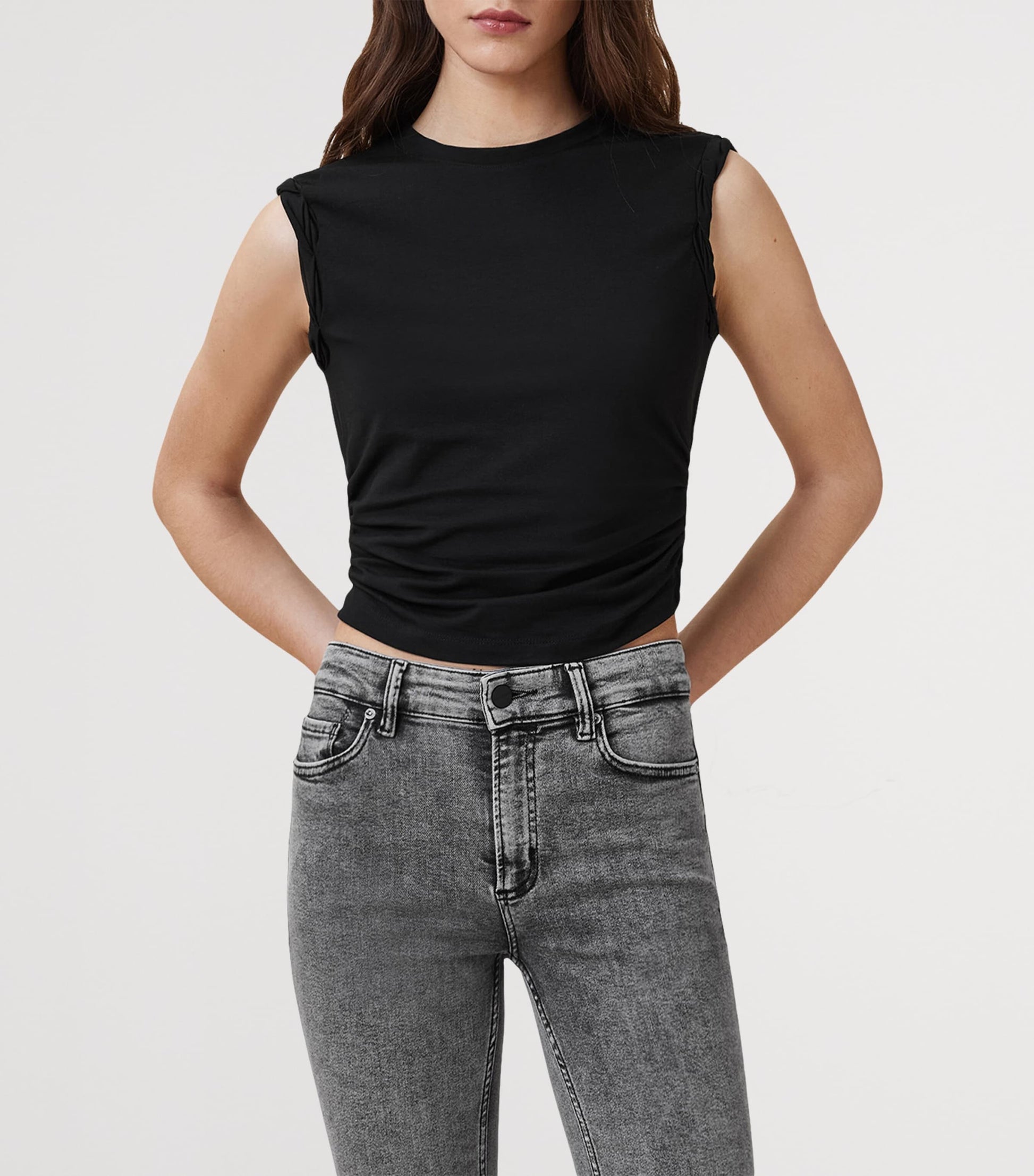 AllSaints Black Cotton-Modal West Tank