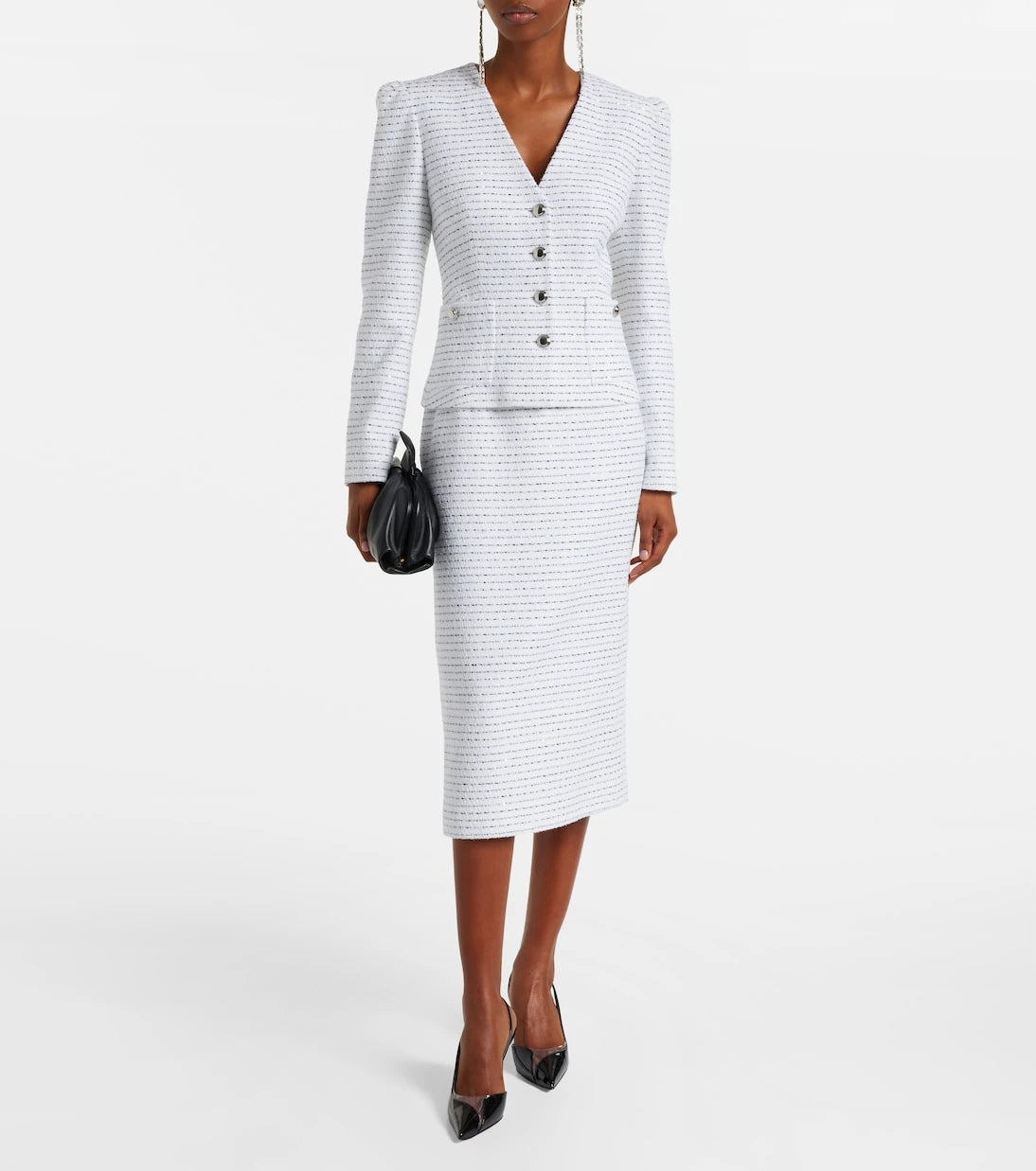 Alessandra Rich - Sequined tweed midi skirt