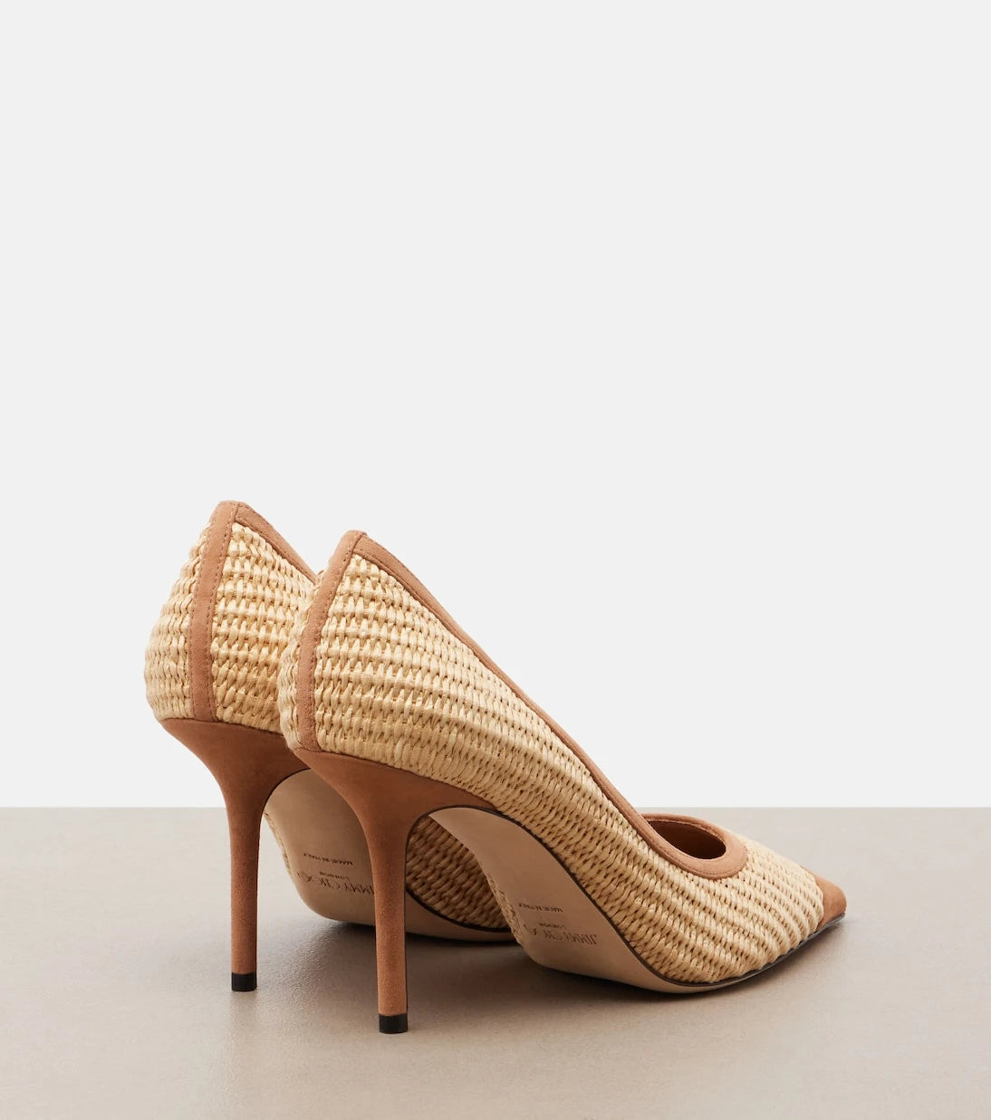 Jimmy Choo - Love suede-trimmed raffia pumps