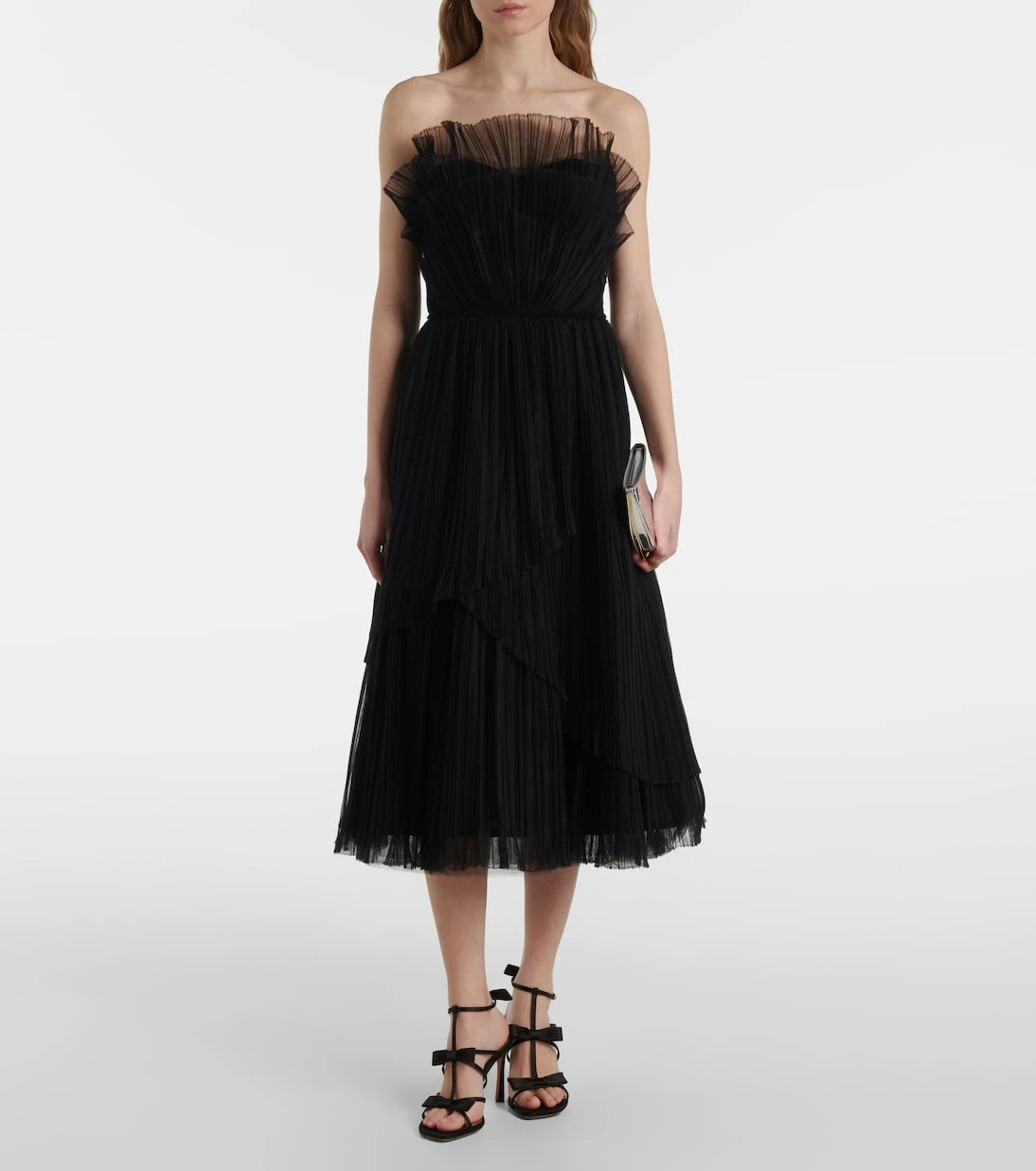 Costarellos - Dorea plissé tiered cocktail dress
