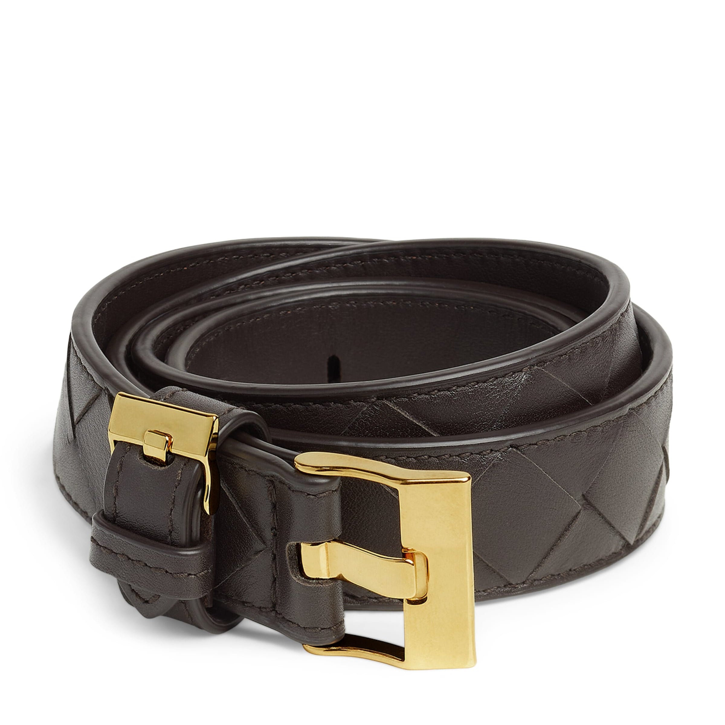 Bottega Veneta Brown Intrecciato Leather Watch Belt