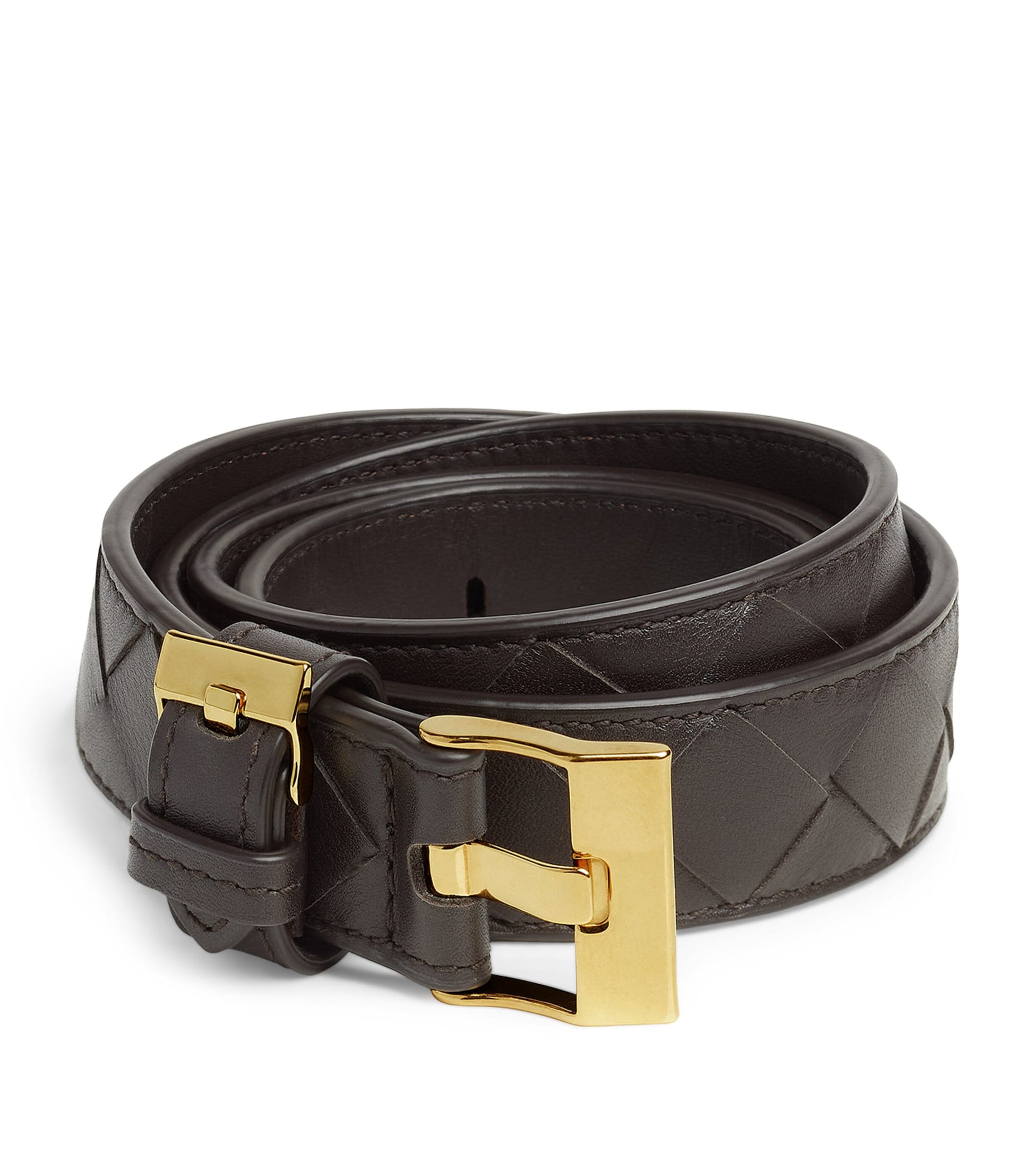 Bottega Veneta Brown Intrecciato Leather Watch Belt