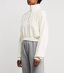 Ivory Cropped Cotton-Blend Half-Zip Sweatshirt