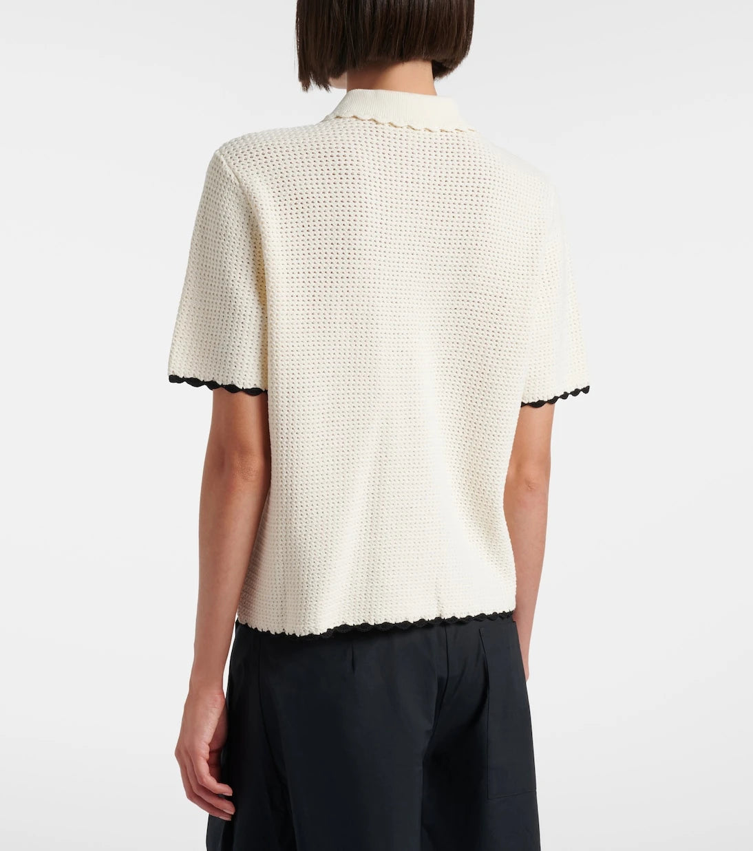 Frame - Daybreak crochet scalloped polo shirt