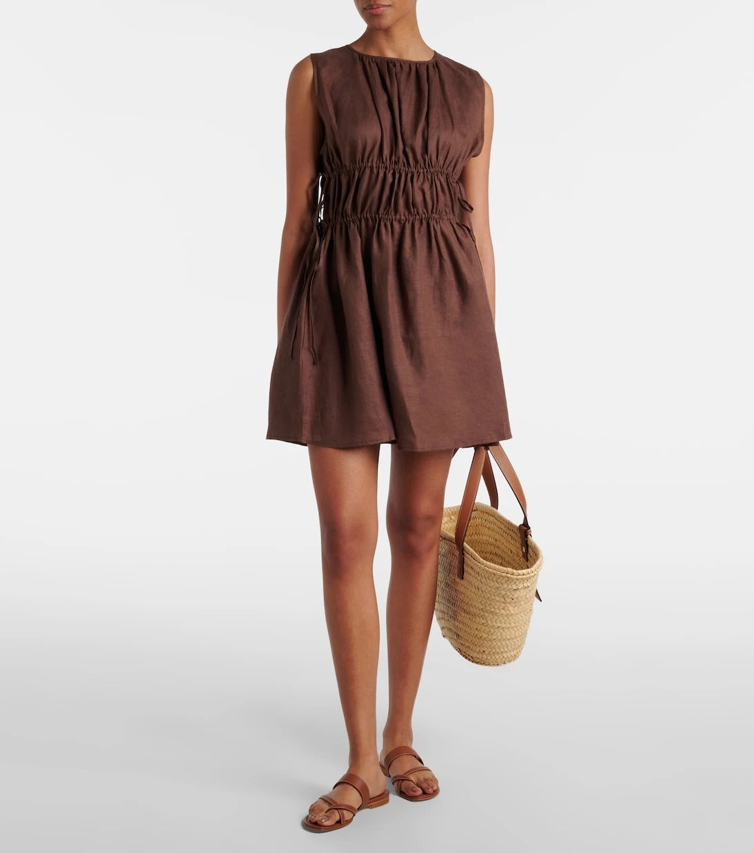 Asceno - Gathered linen minidress