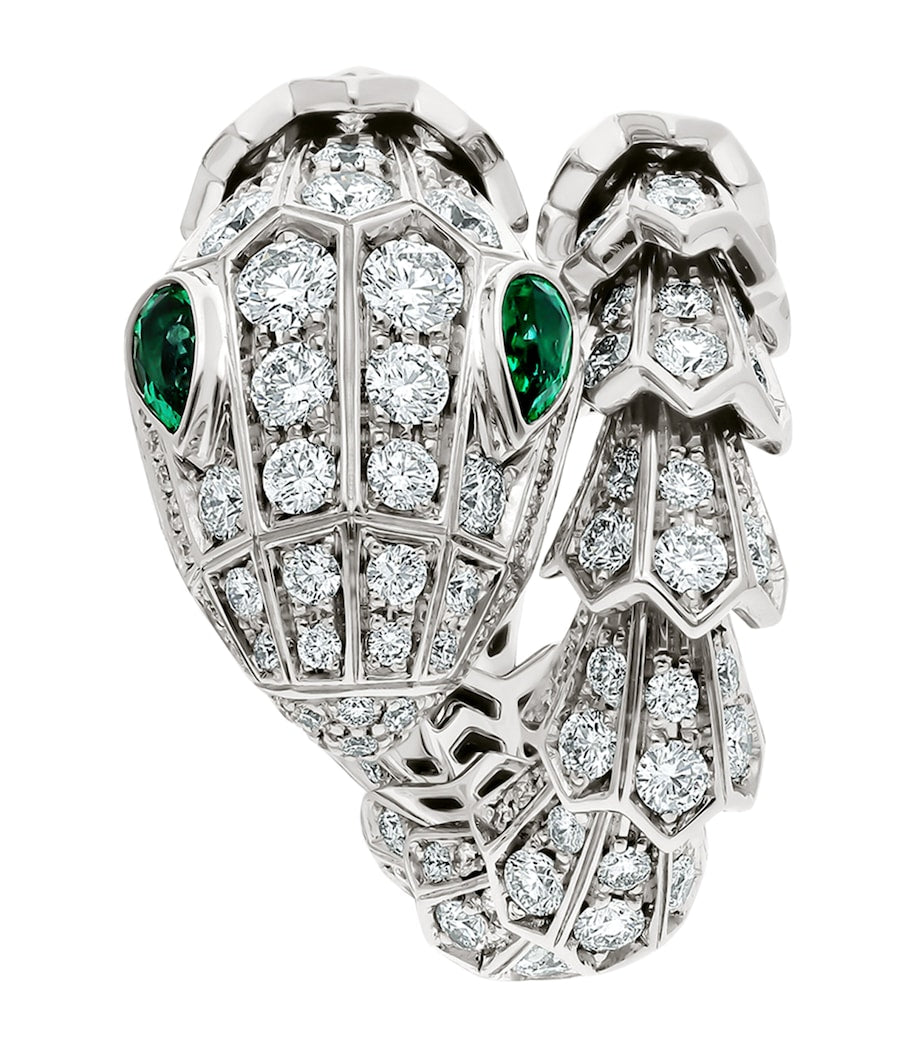 Bvlgari White Gold, Diamond and Emerald Serpenti Ring