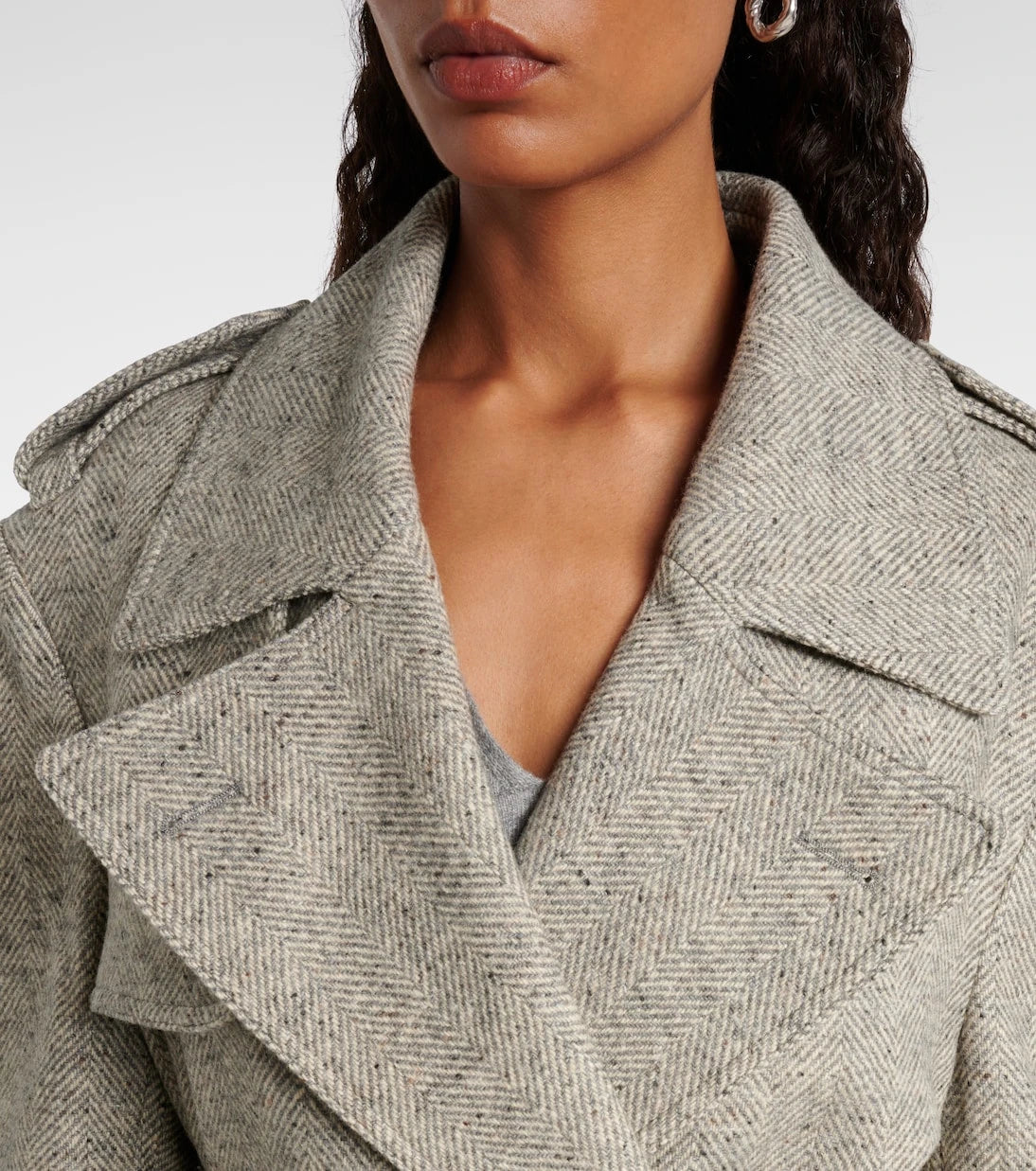 Stella McCartney - Herringbone wool and silk trench coat