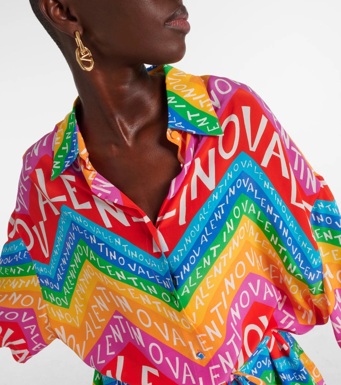 Valentino - Logo silk shirt dress