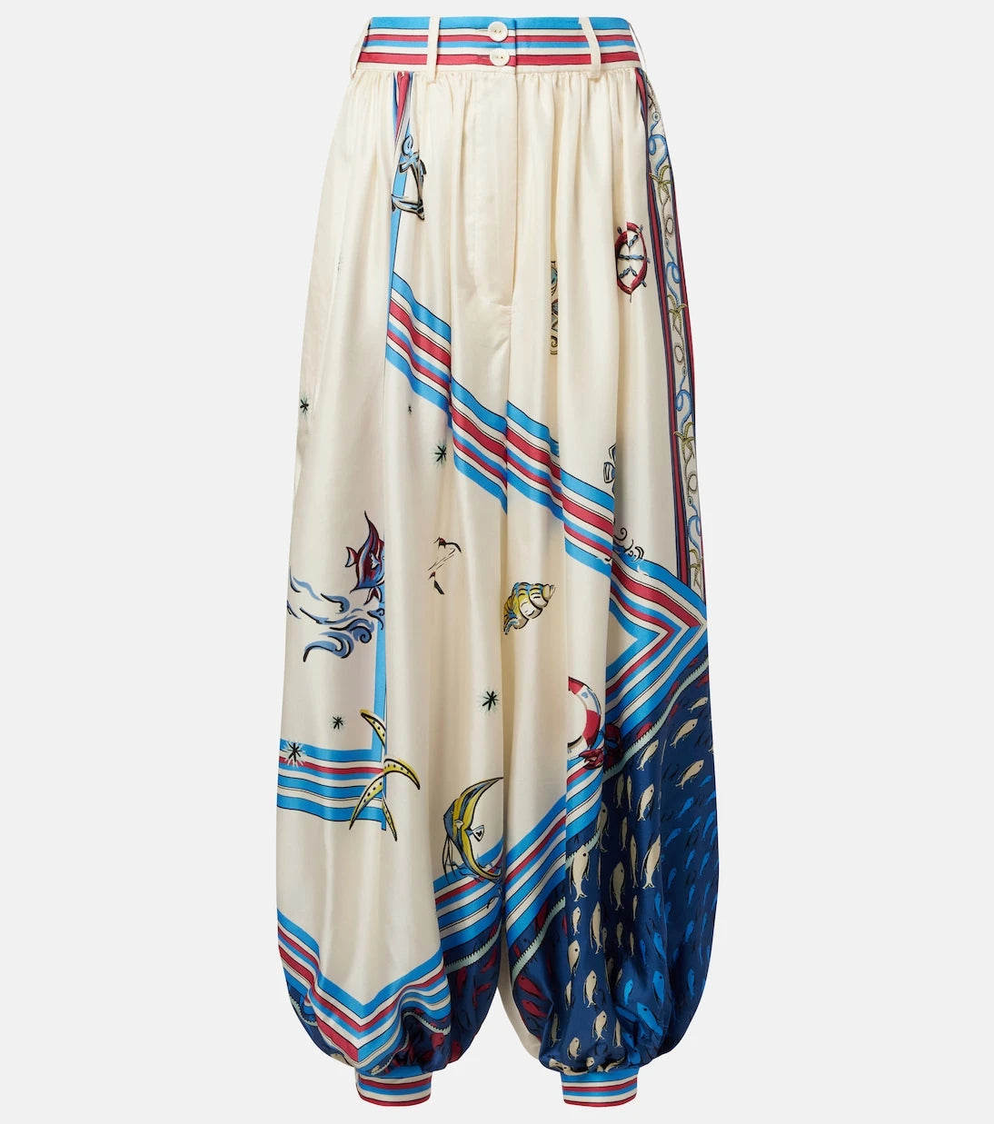 Alémais - Apollo printed cropped silk satin balloon pants