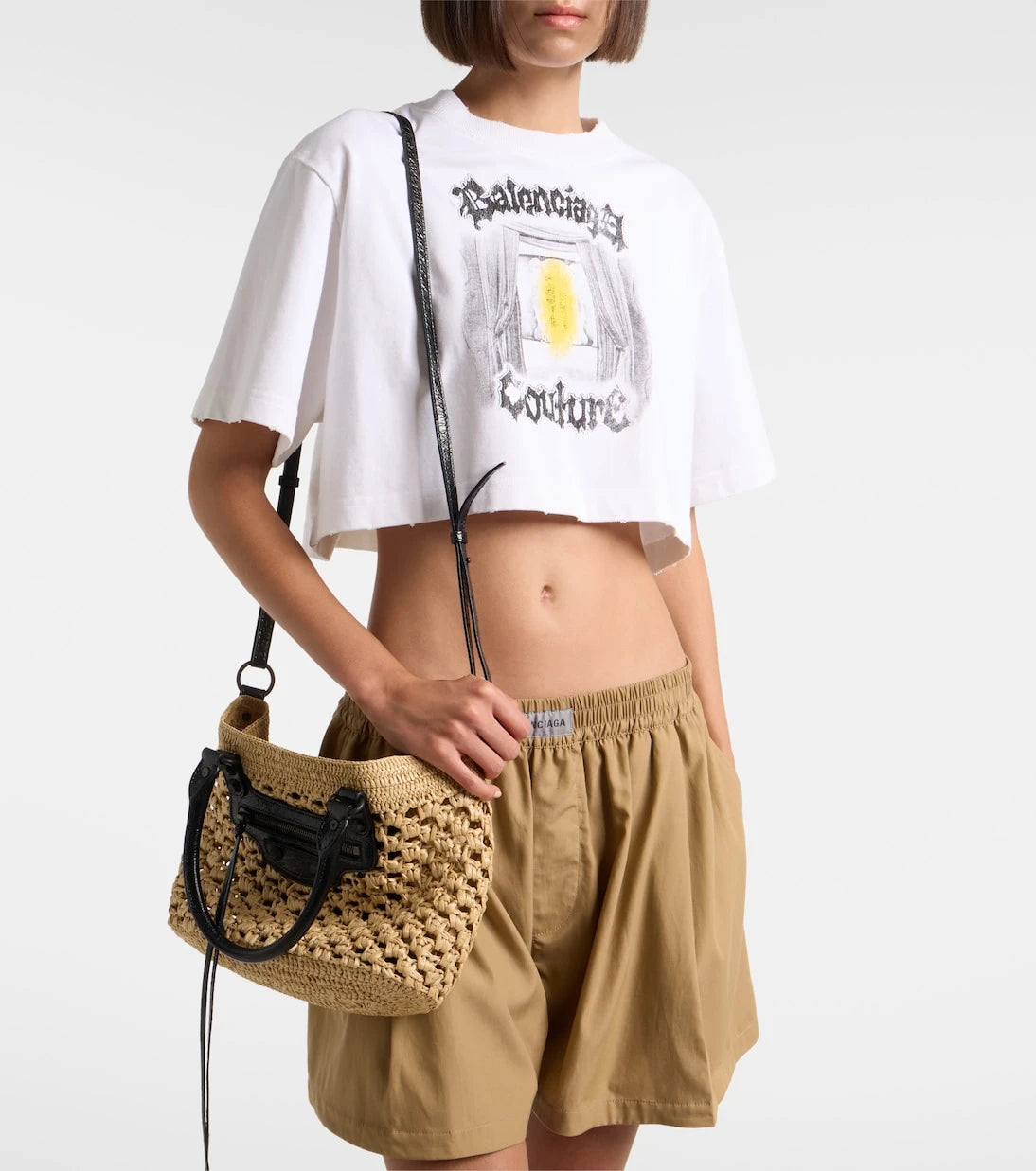 Balenciaga - Le City Small raffia basket bag