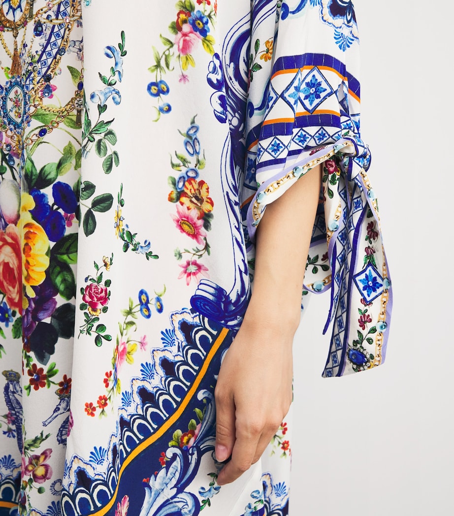 Blue Silk Tiles Darls Short Kaftan