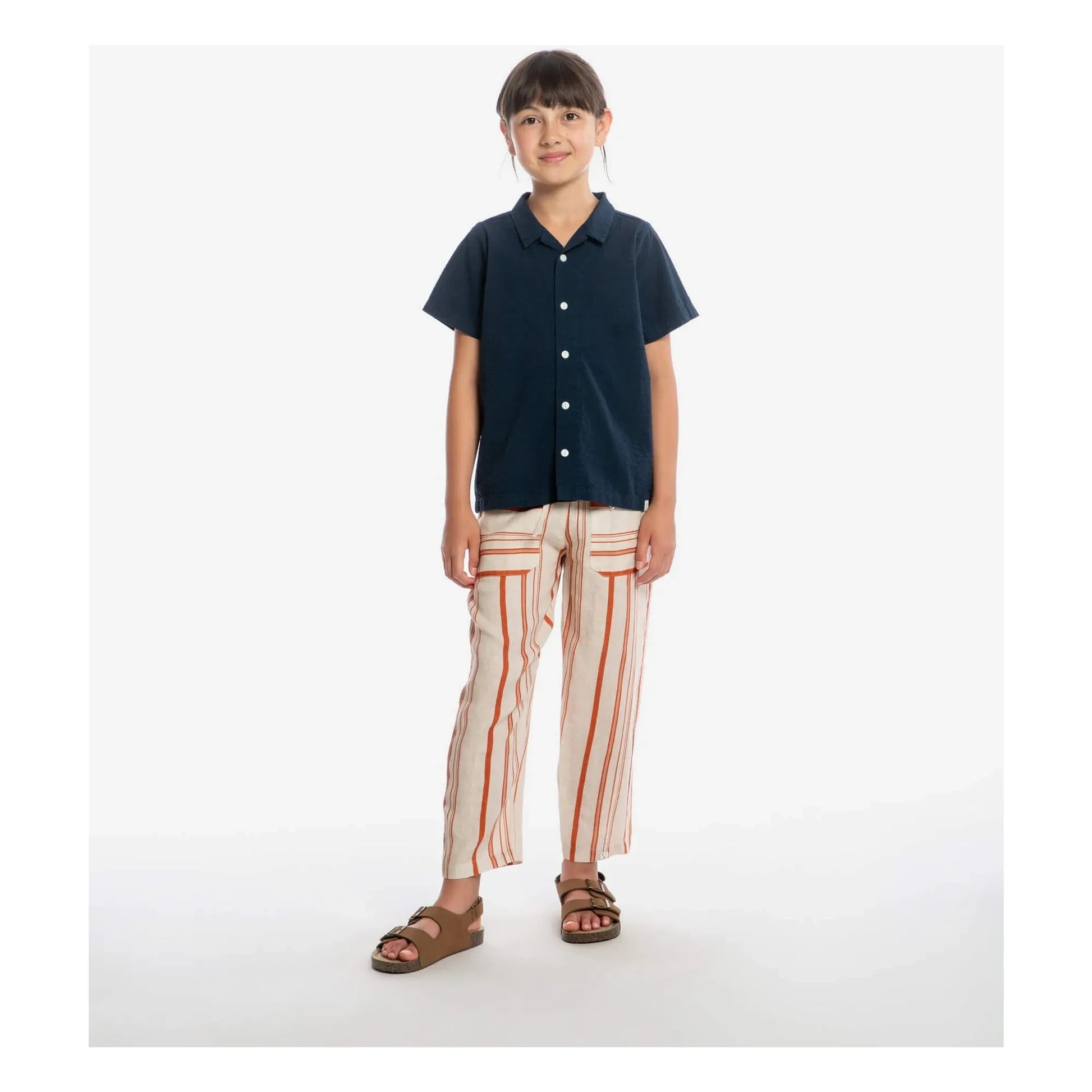 Matona - Plain Organic Cotton Shirt | Navy blue