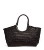 Black Large Leather Woven Nantucket Tote Bag