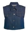Blue Cropped Sleeveless Denim Jacket