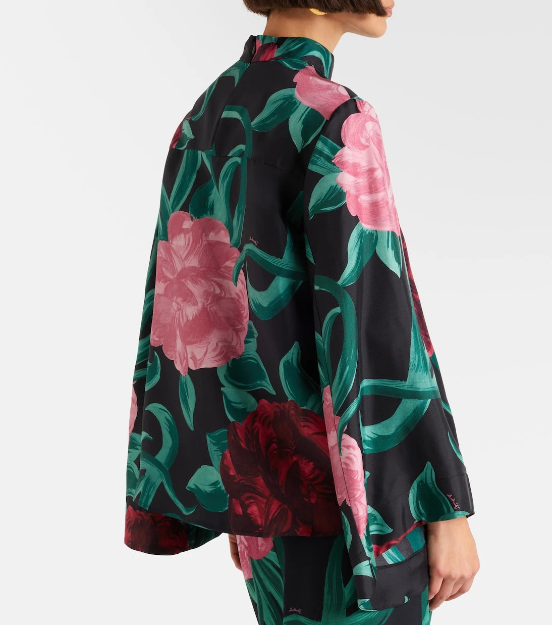 La DoubleJ - Make An Exit floral silk twill top
