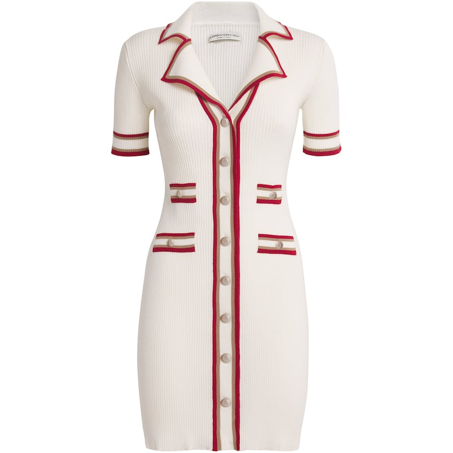 Virgin Wool Mini Shirt Dress 9054 WHITE