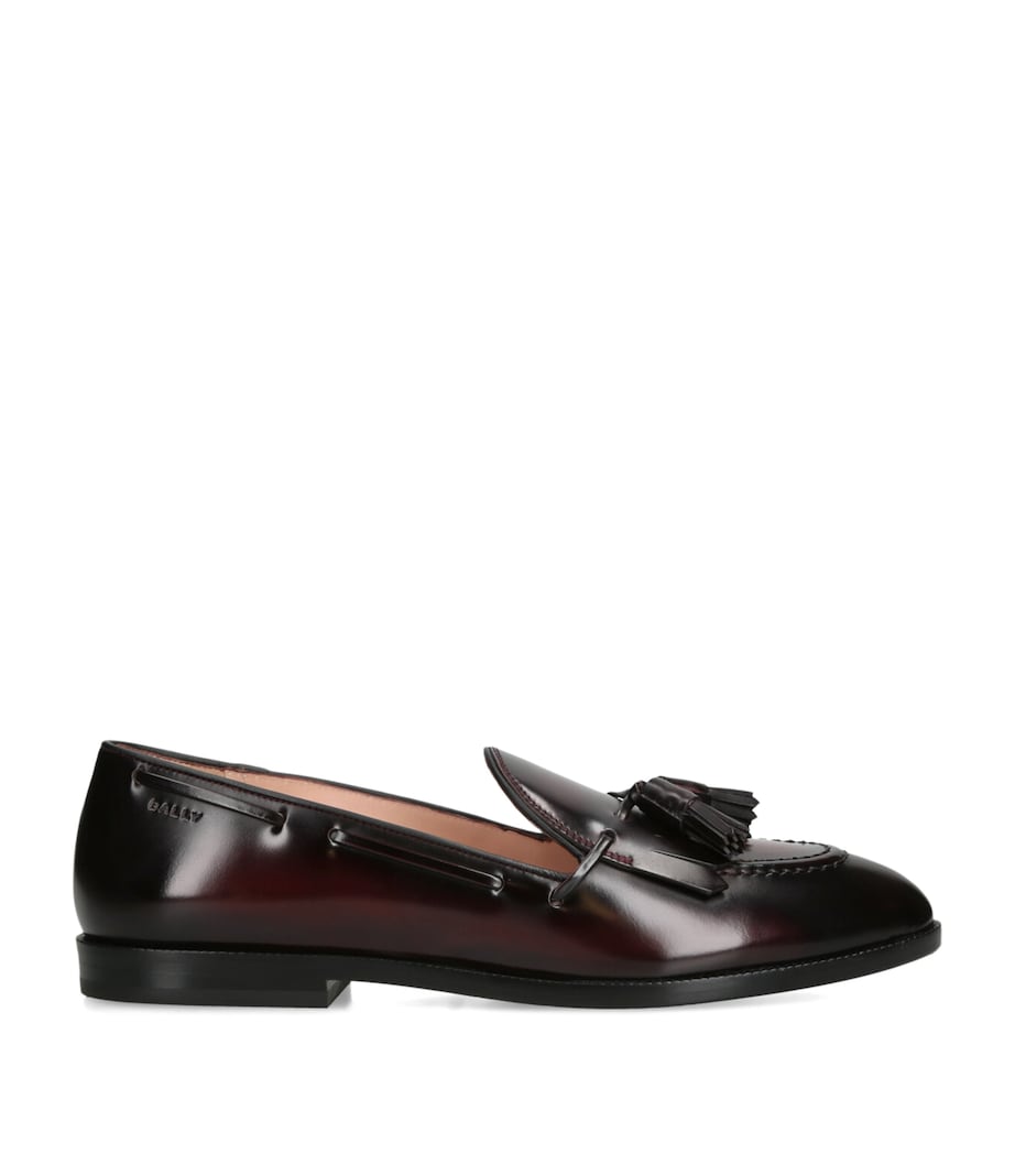 Bally Burgundy Leather Ethon Loafers