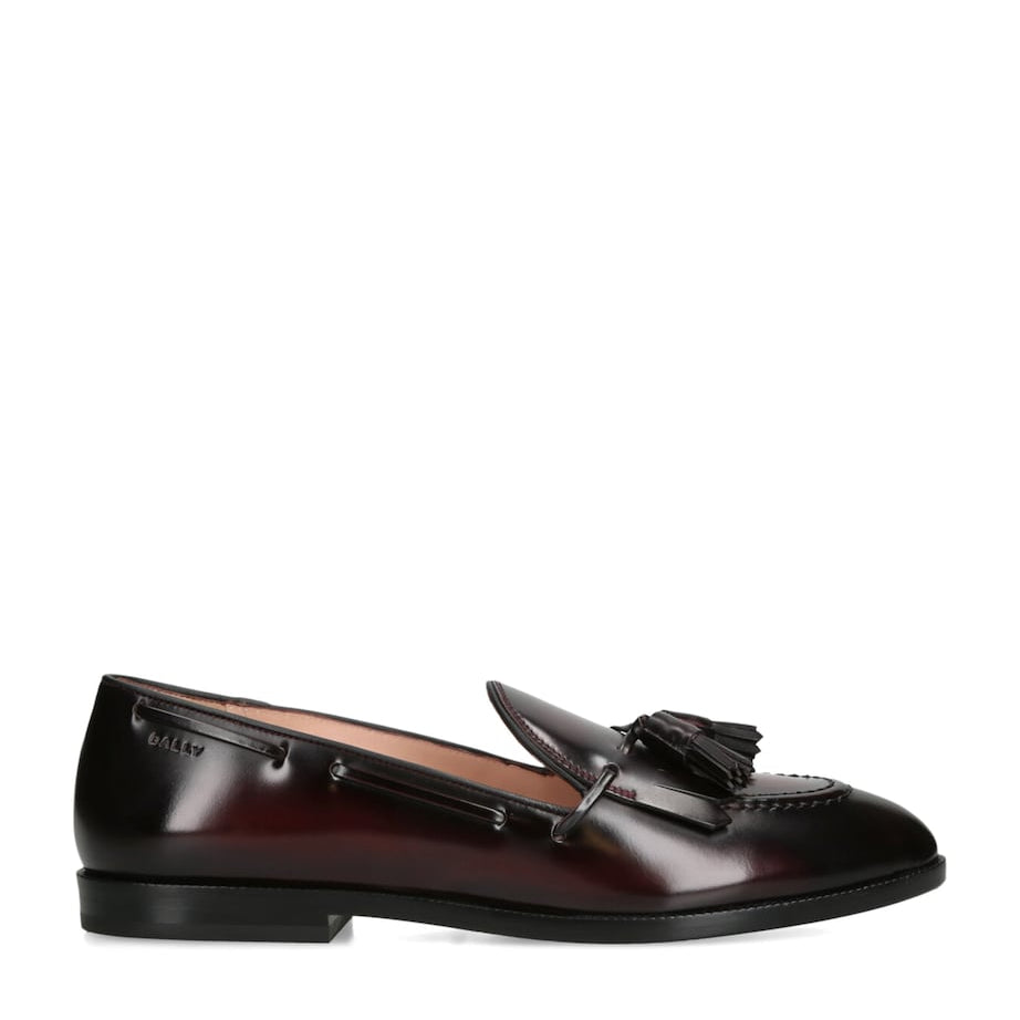 Bally Burgundy Leather Ethon Loafers