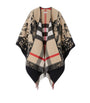 Beige Wool Reversible Check EKD Cape