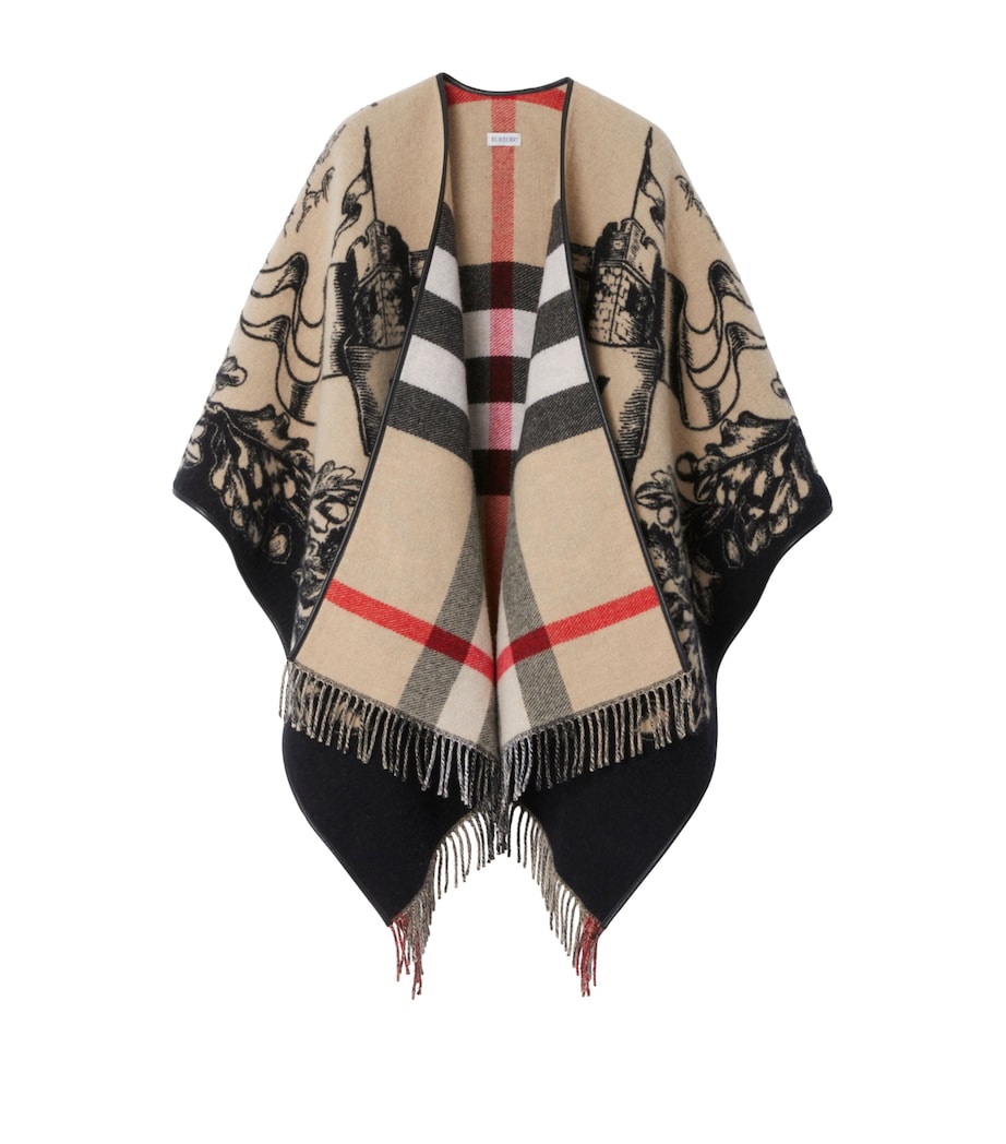 Beige Wool Reversible Check EKD Cape