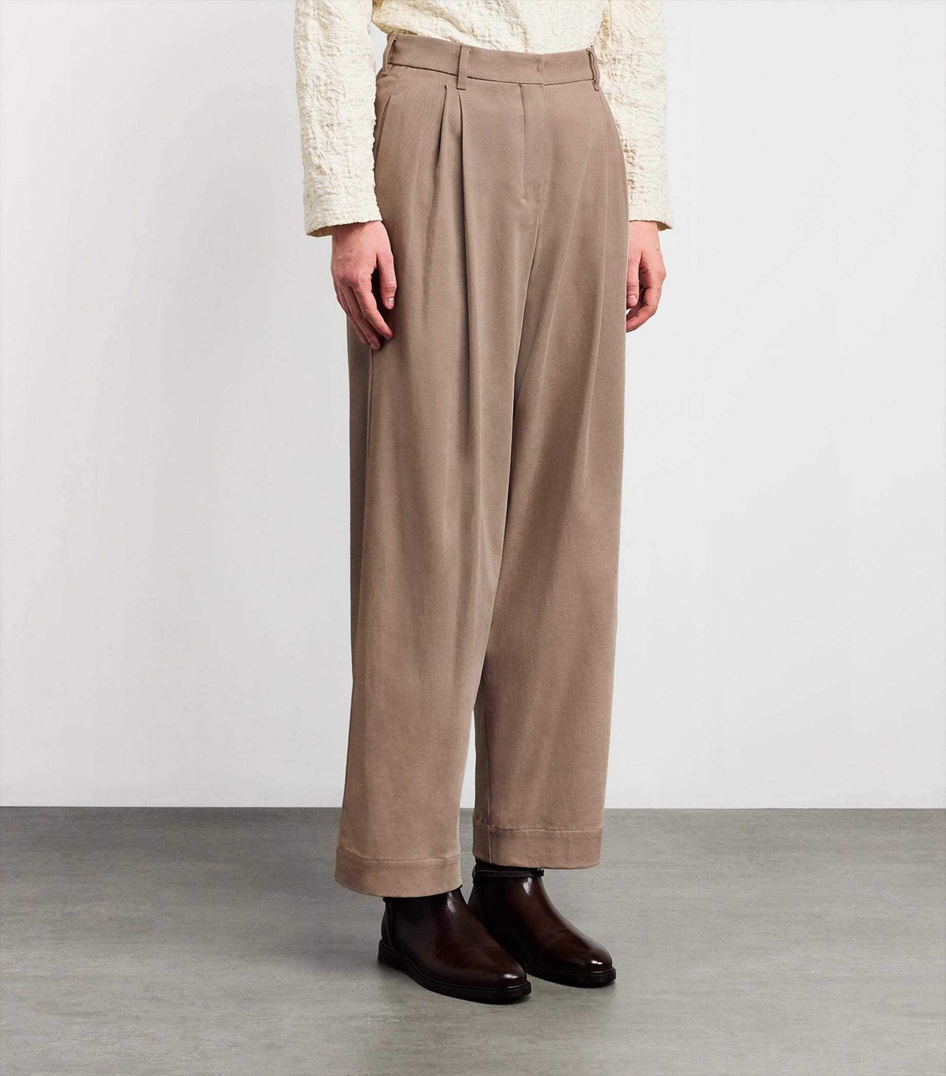 Stretch-Drill Wide-Leg Trousers