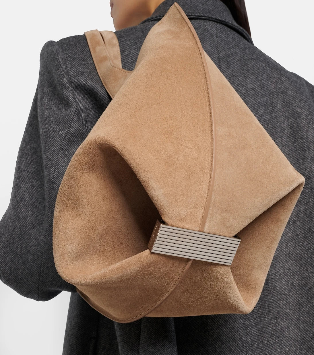 The Attico - La Scoop Medium suede shoulder bag