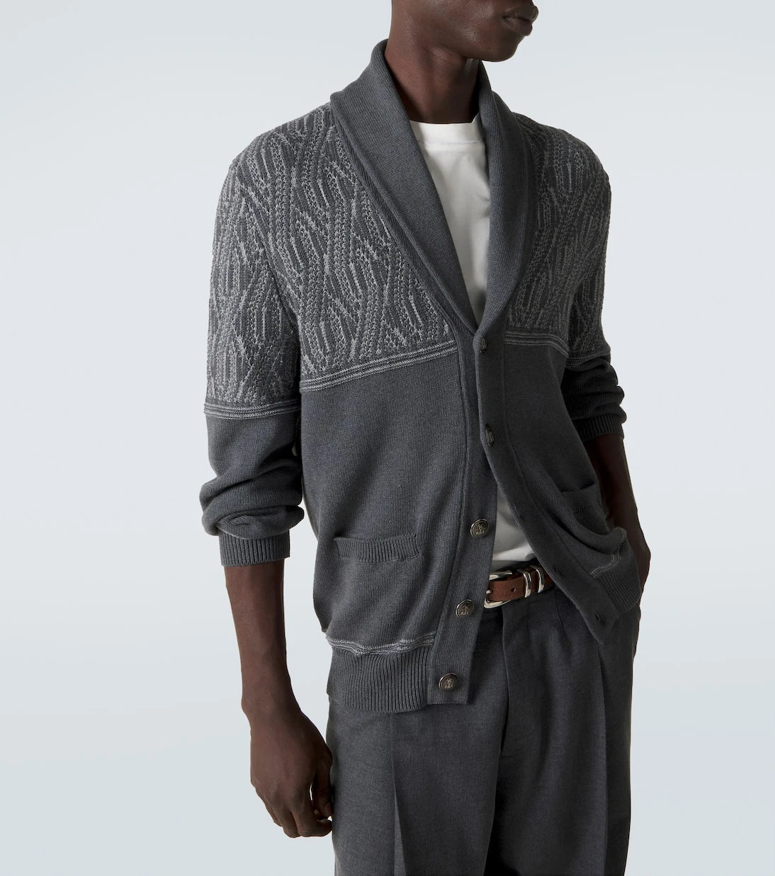 Brunello Cucinelli - Intarsia cotton cardigan