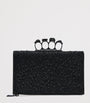 McQueen Black Suede Embellished Four-Ring Clutch Bag