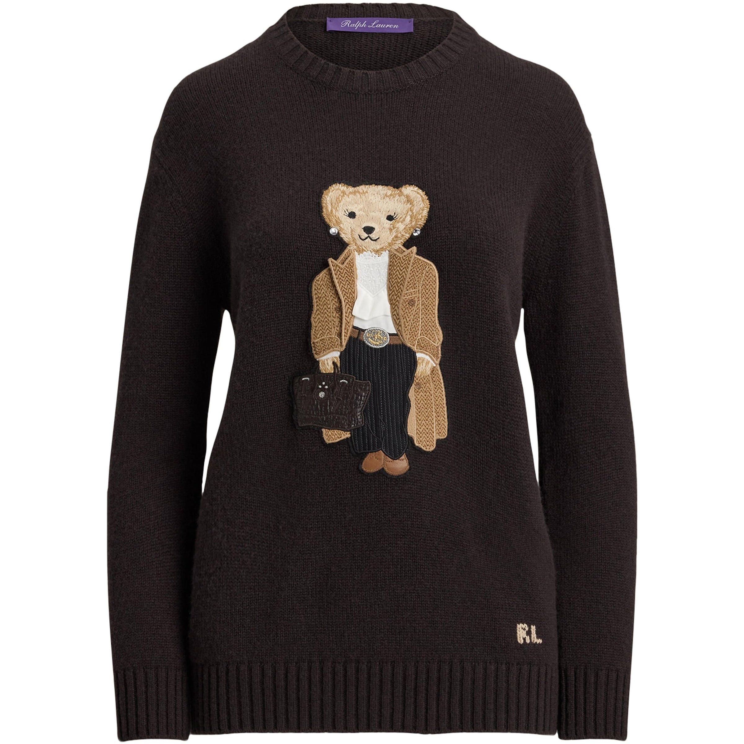 Ralph Lauren Collection Brown Cashmere Fall Polo Bear Sweater