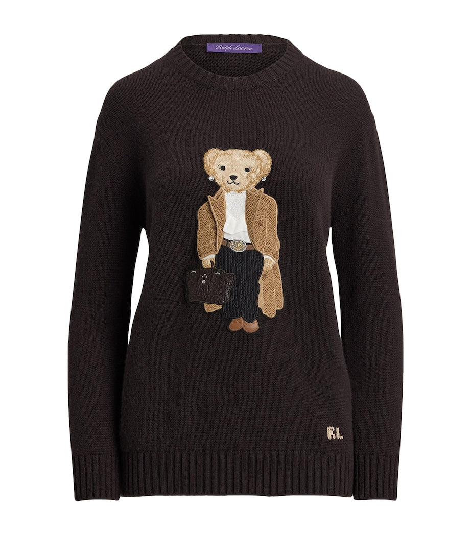 Ralph Lauren Collection Brown Cashmere Fall Polo Bear Sweater