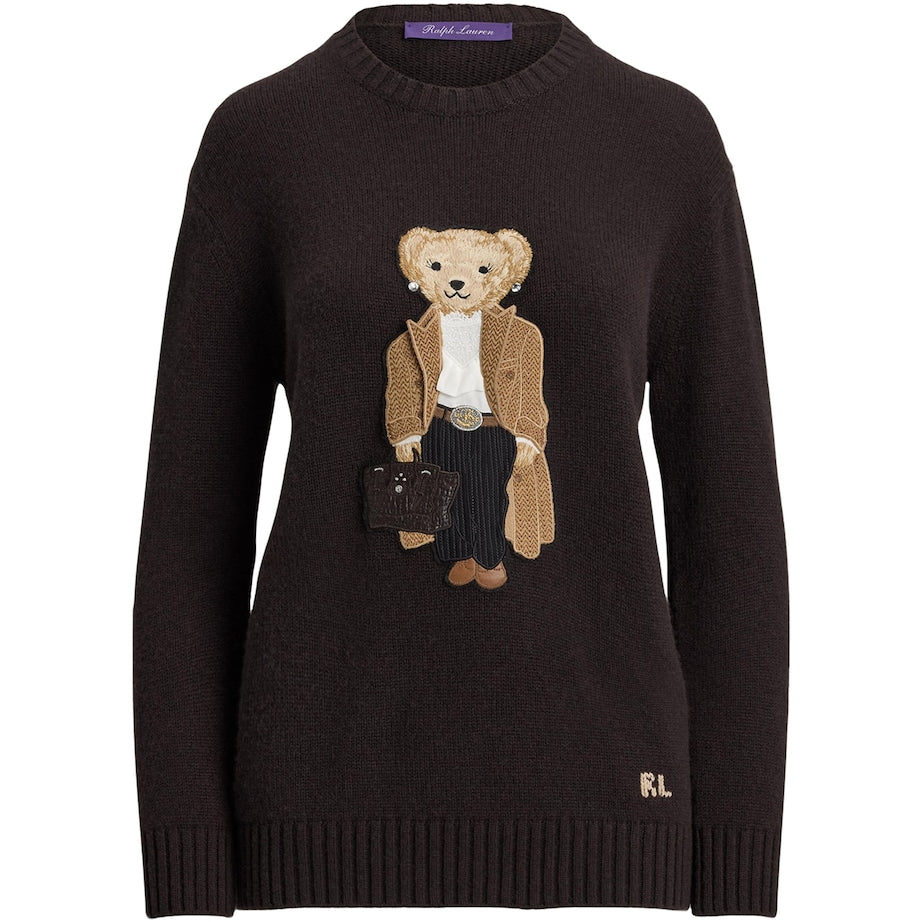 Ralph Lauren Collection Brown Cashmere Fall Polo Bear Sweater