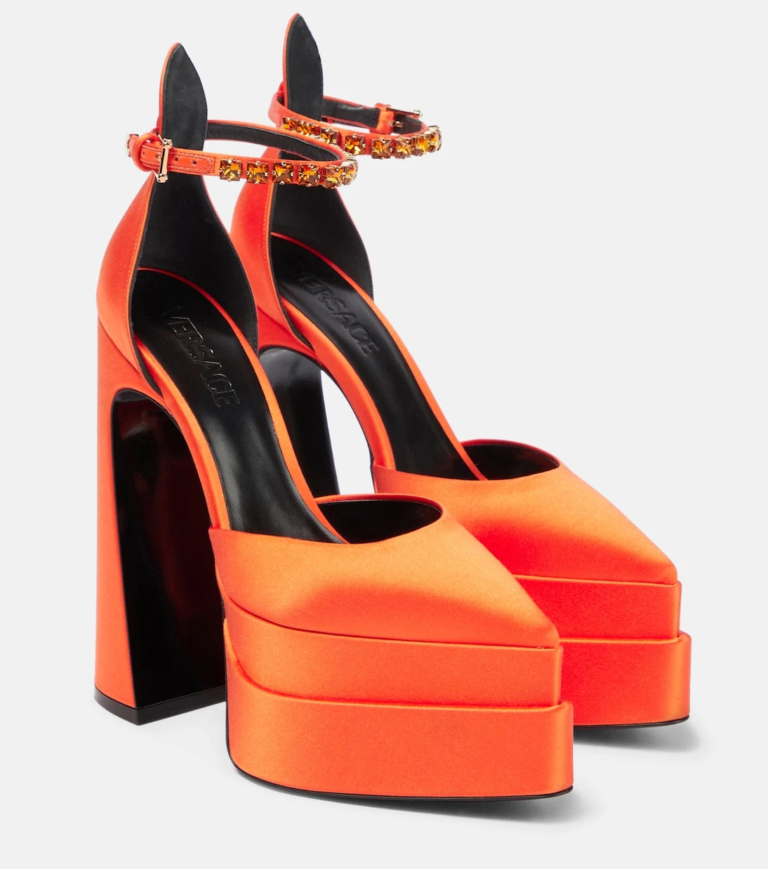 Versace - Aevitas Pointy satin platform pumps