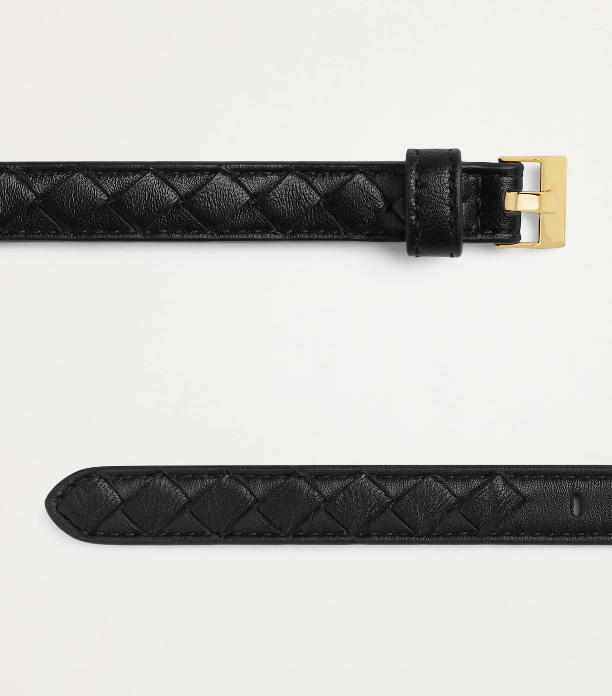 Bottega Veneta Black Thin Leather Intrecciato Watch Belt