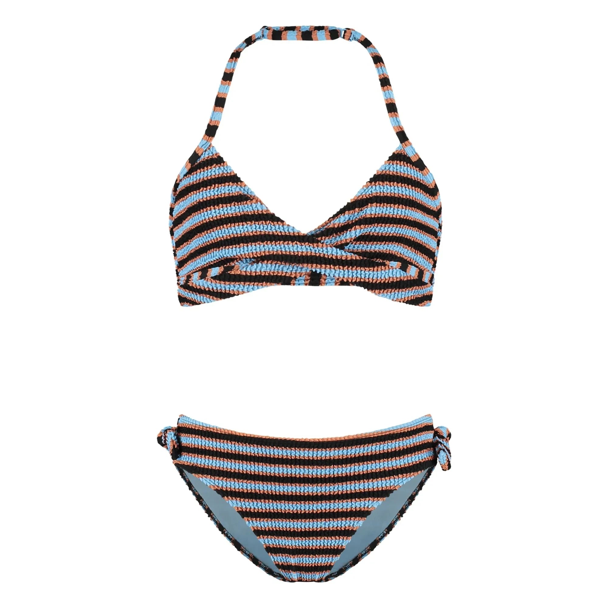 Beachlife - Ribbed Double Breasted Swimsuit | Light blue