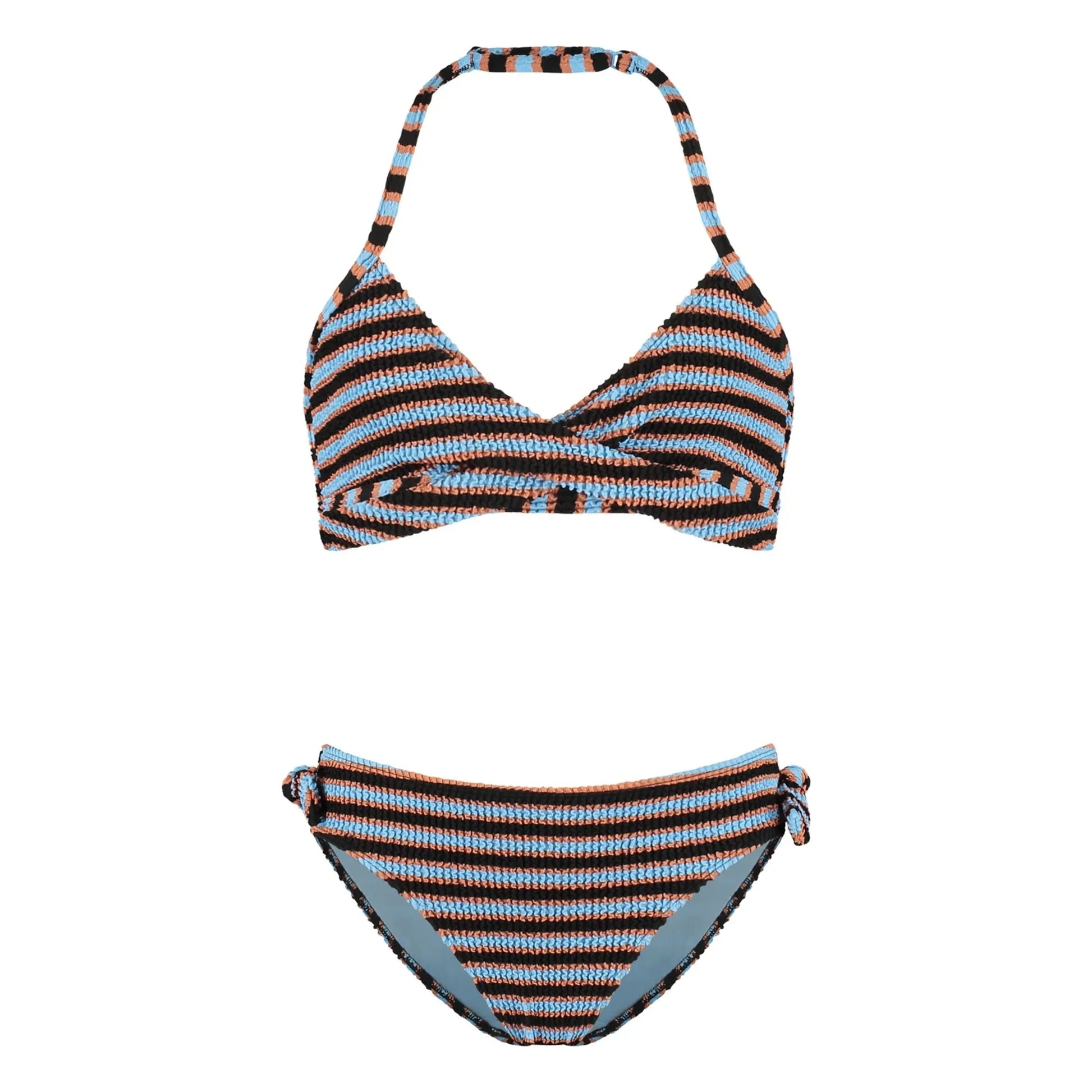 Beachlife - Ribbed Double Breasted Swimsuit | Light blue