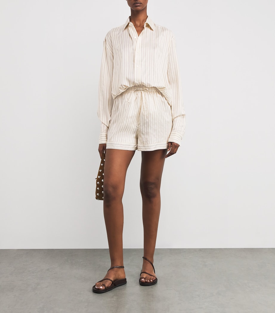 Le Kasha Multi Silk Stripe Wensu Shorts