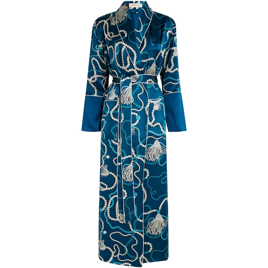 Olivia von Halle Blue Silk Capability Periwinkle Robe