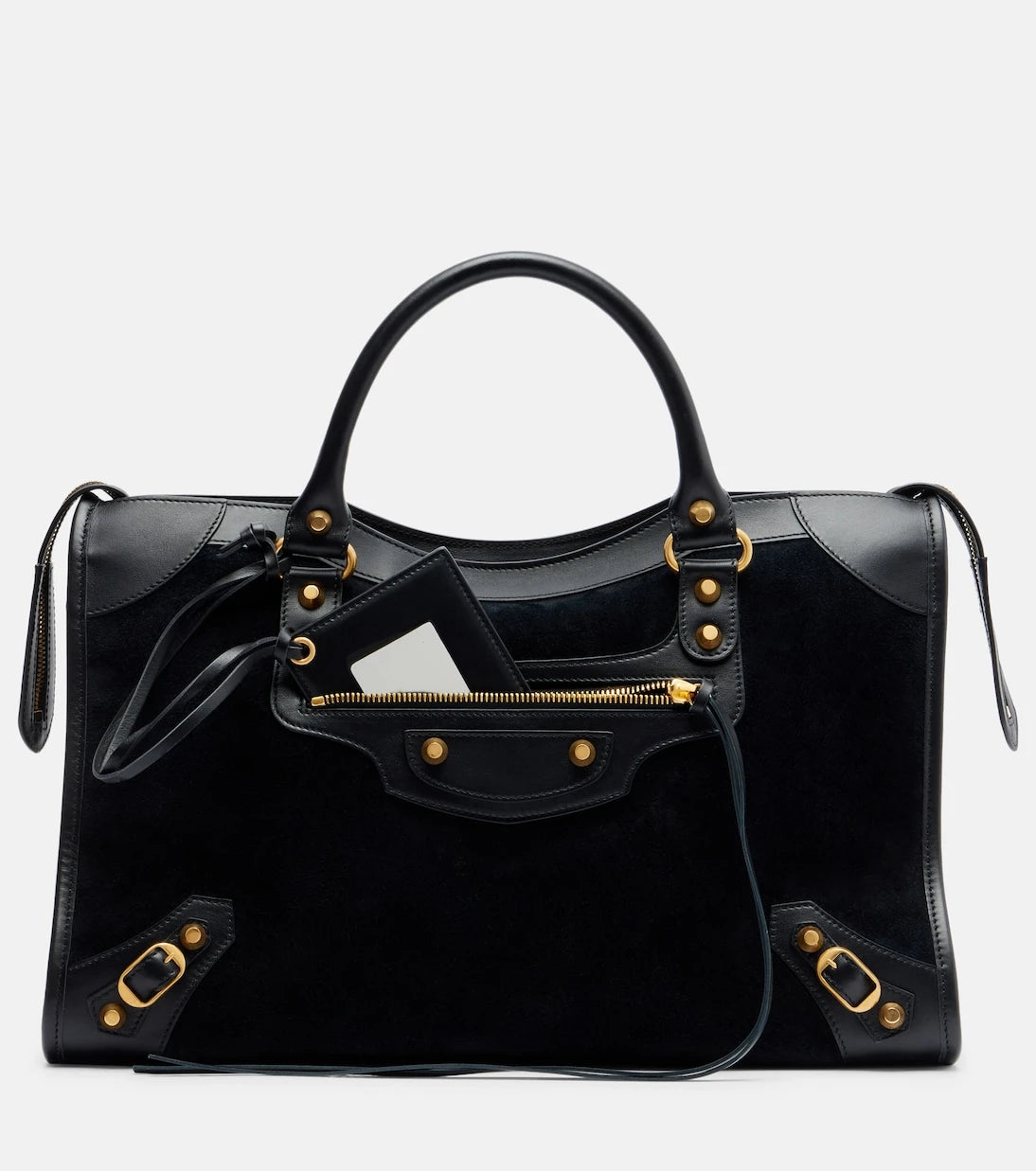 Balenciaga - Le City Medium leather-trimmed suede tote bag