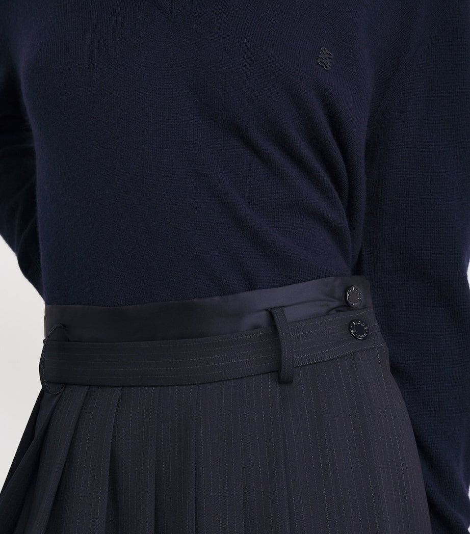 Wool-Blend Pleated Midi Skirt NAVY BLUE