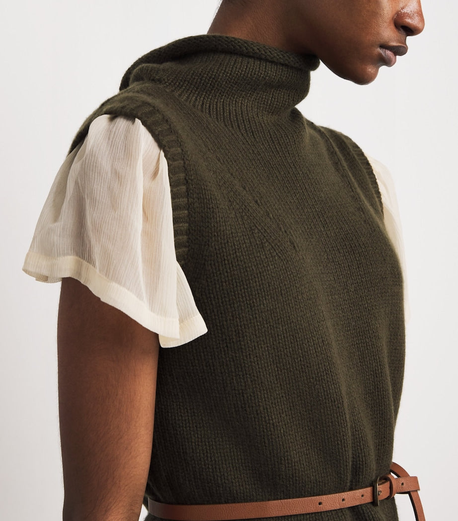 ME+EM Green Cashmere Rollneck Sweater Vest