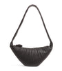Medium Grained Leather Croissant Shoulder Bag BR490 DARK CHOCOLATE